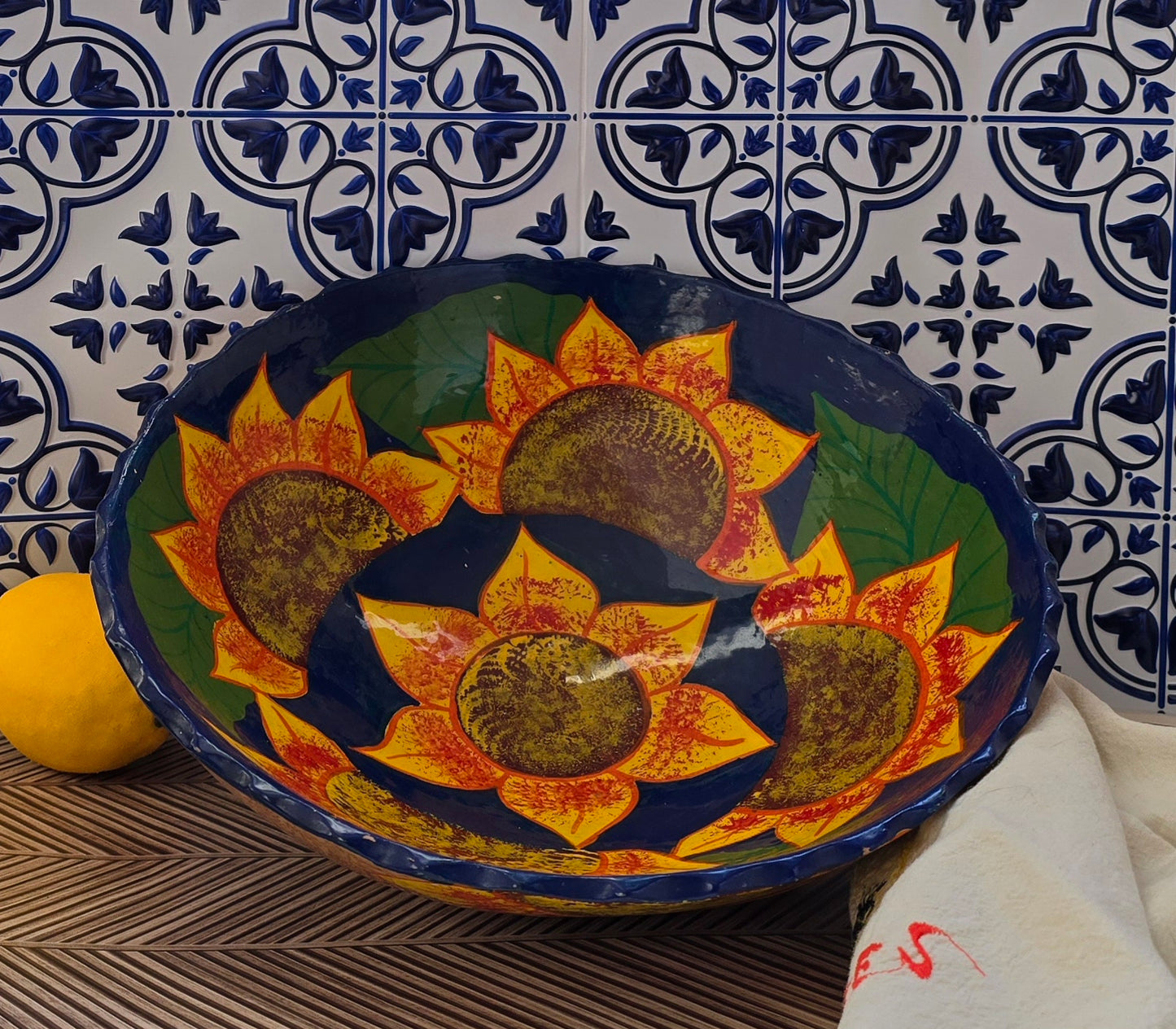 Hand Painted Mexican Talavera 12" Pottery Bowl