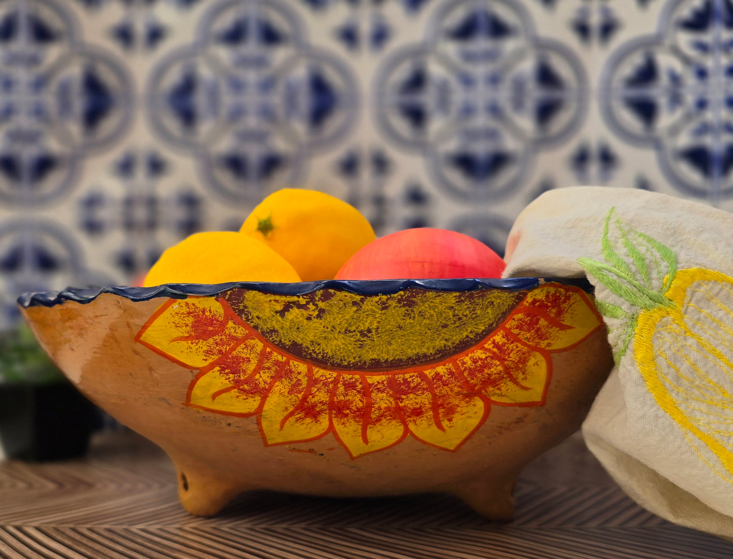 Hand Painted Mexican Talavera 12" Pottery Bowl