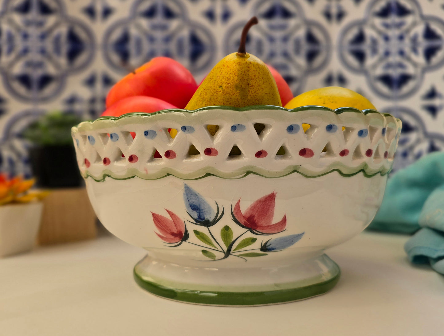 Antique R.C. & CAL Hand-Painted Serving Bowl