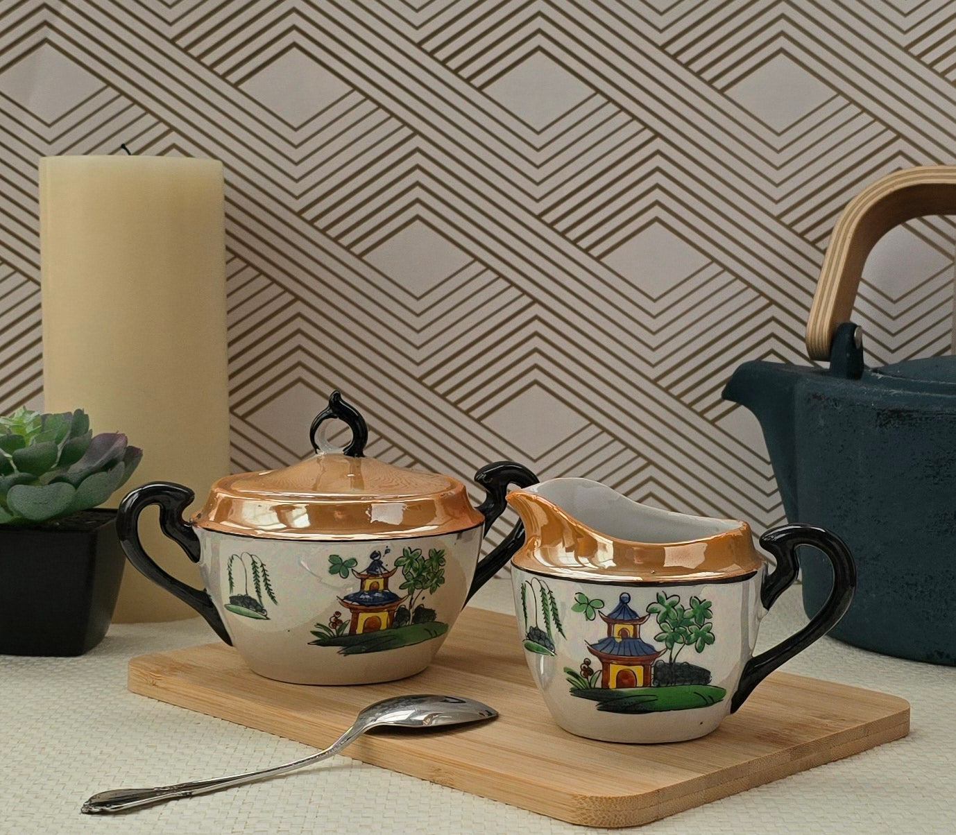 Seiei & Co | Lustreware Sugar Bowl & Creamer Set