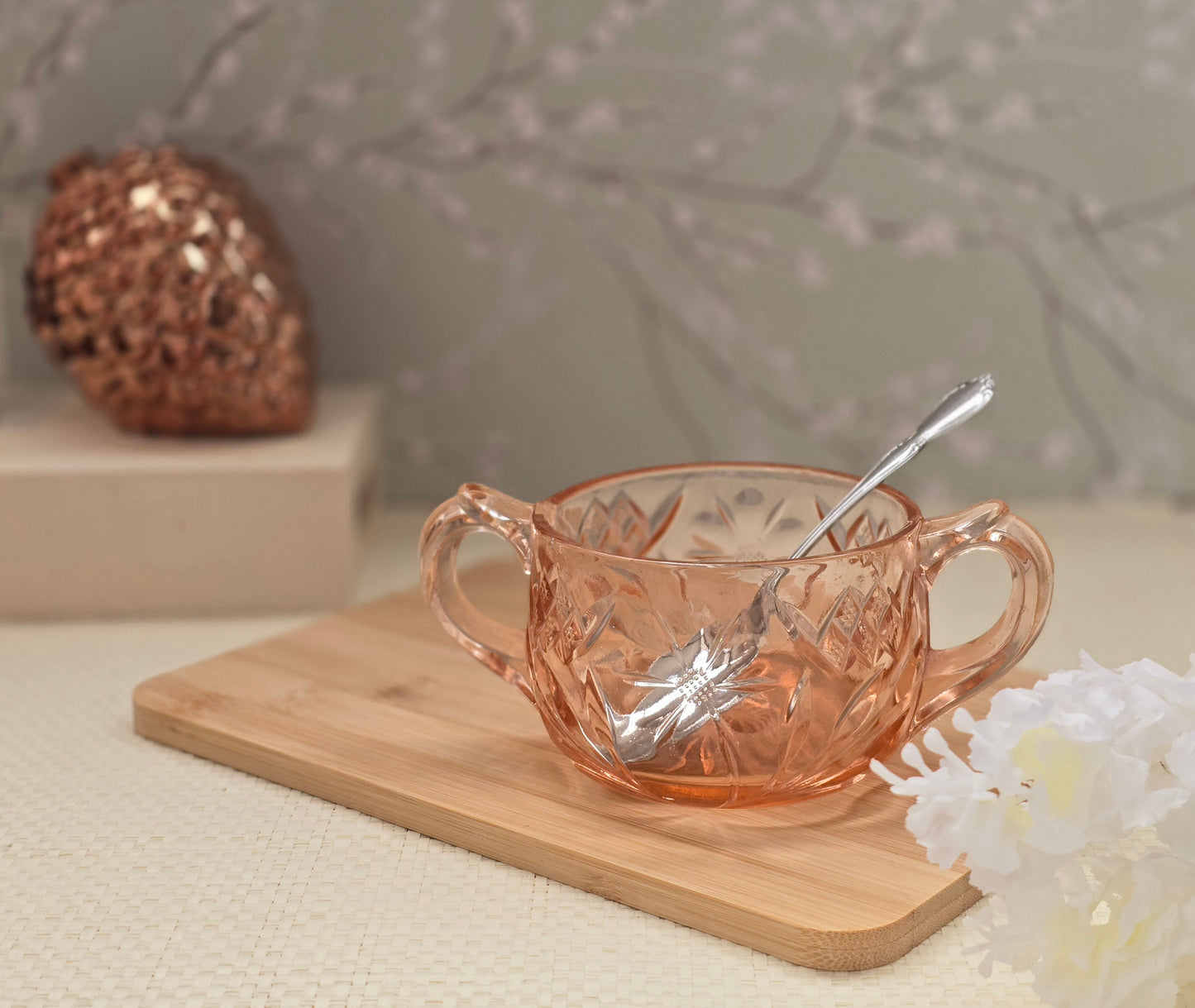 Pink Depression Glass Sugar Bowl