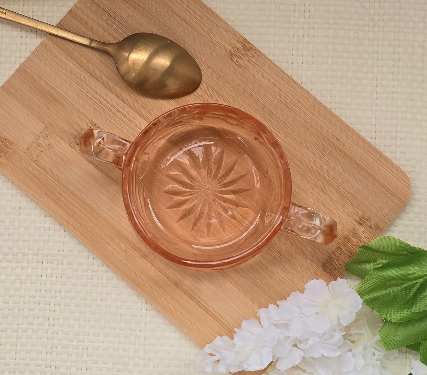 Pink Depression Glass Sugar Bowl