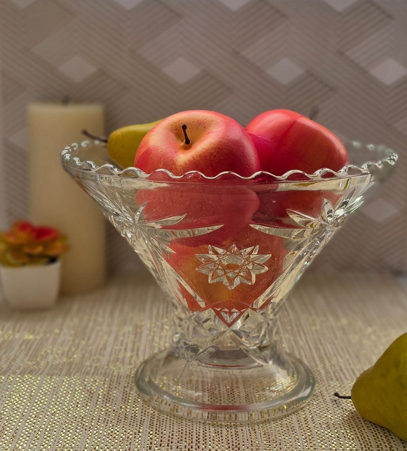 Anchor Hocking Star of David Footed Serving Bowl