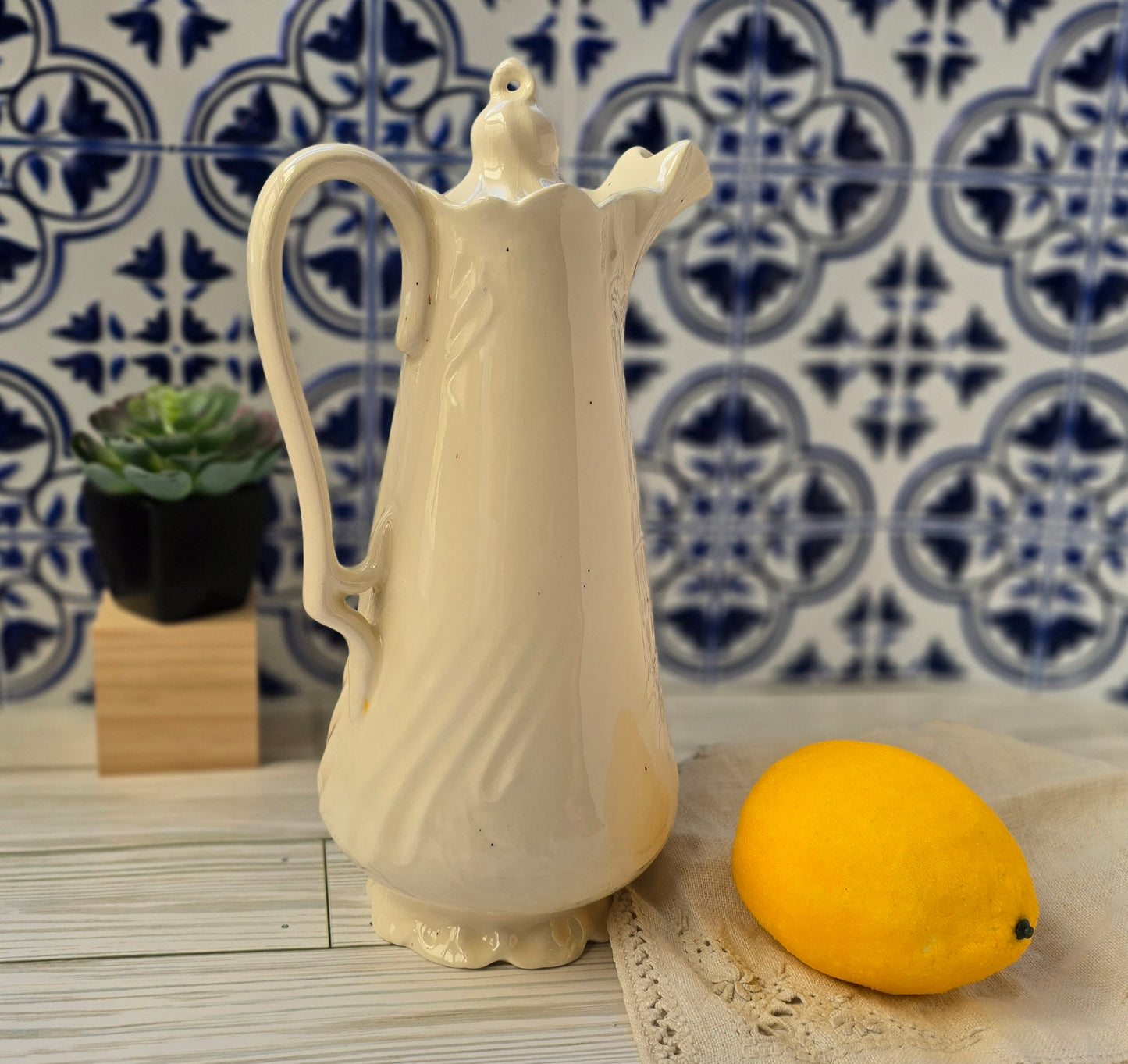 Artist Signed Speckled Ceramic Pitcher