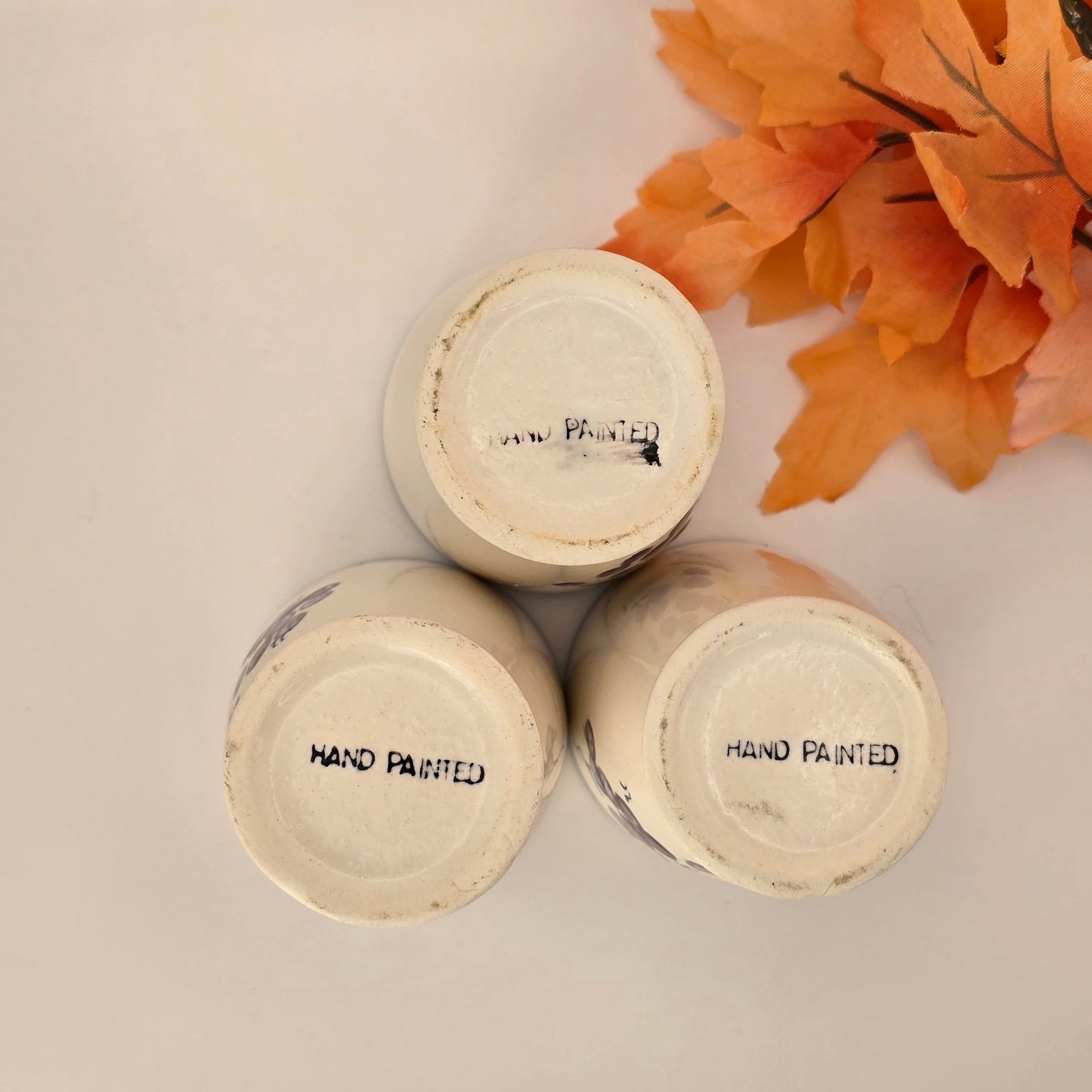 Hand-Painted Ceramic Juice Cups - Set of 3
