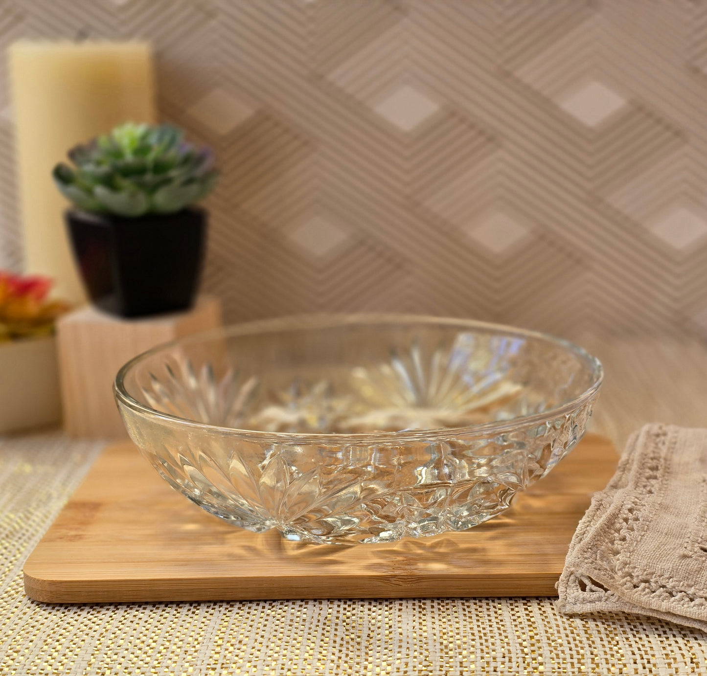 Anchor Hocking Glassware Set Three Piece Pressed Glass Bowls