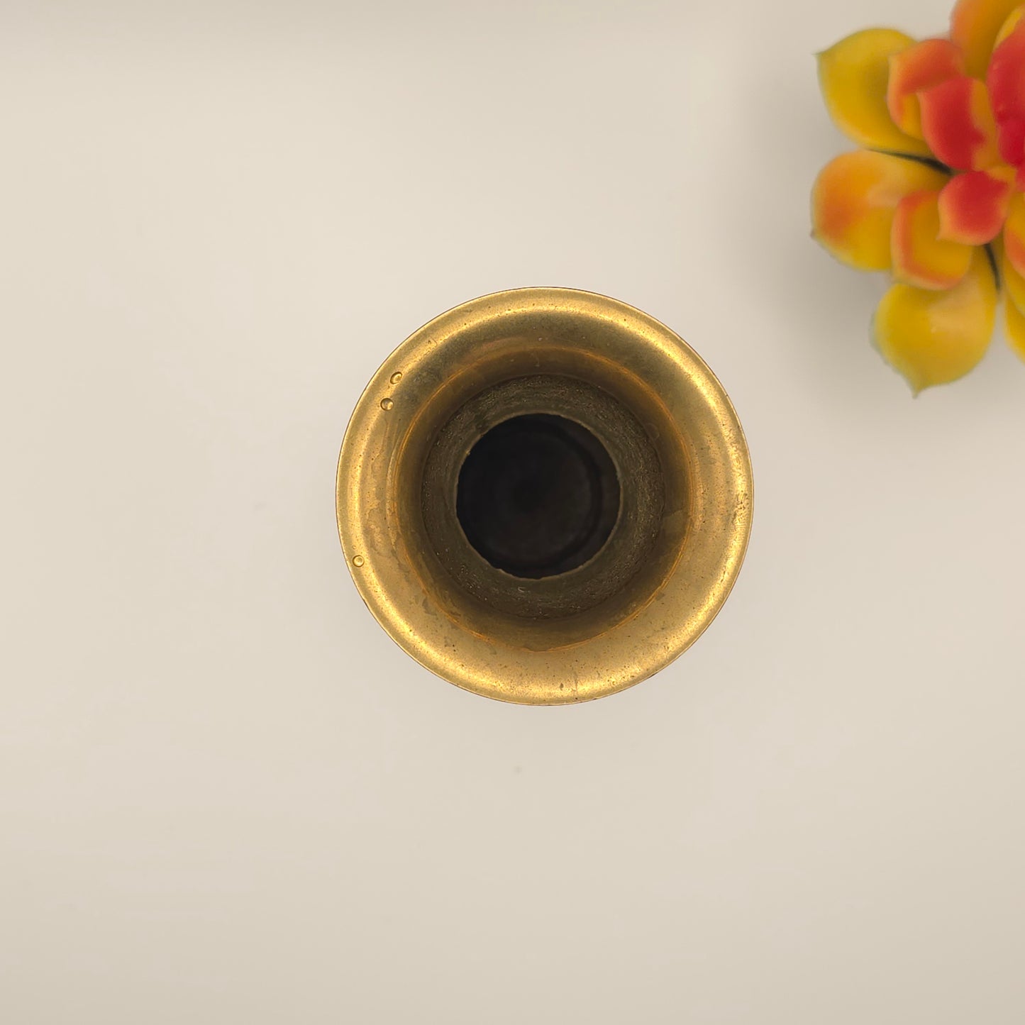 Red Marbled Enamel Brass Bud Vase