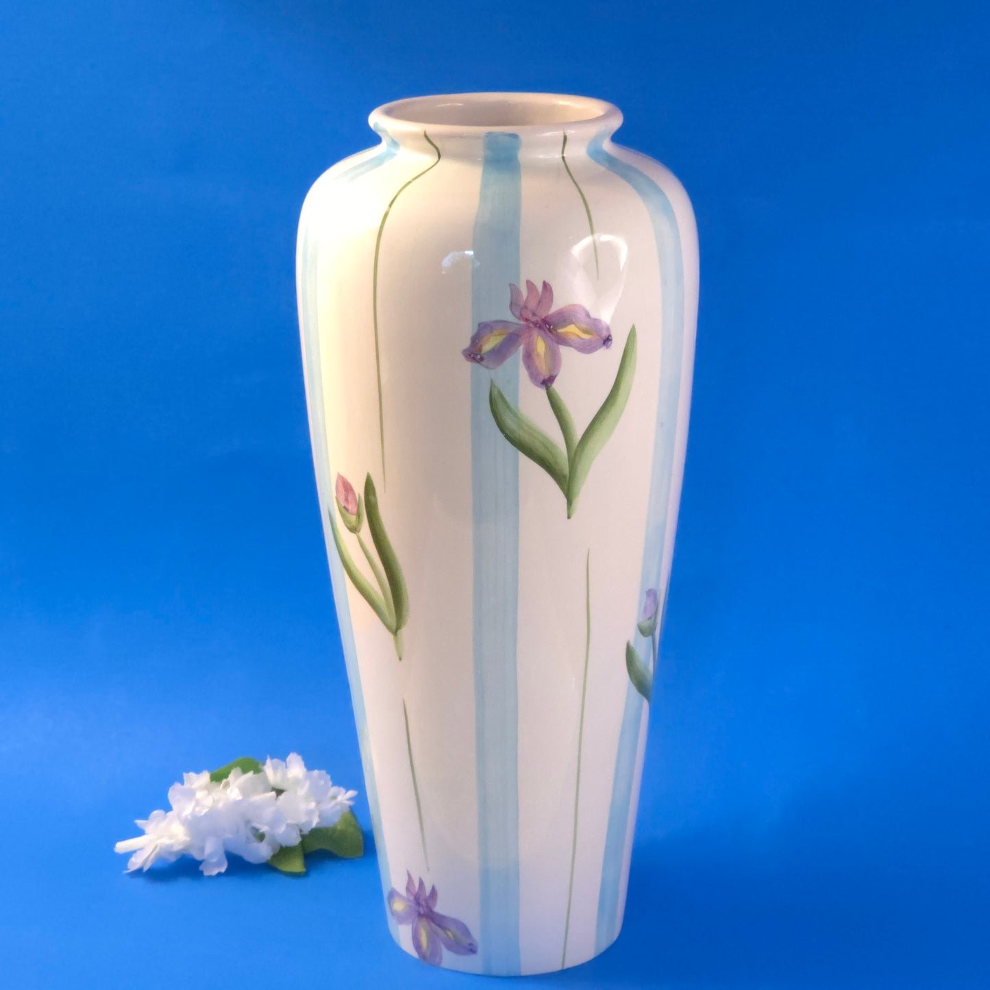 Vintage Otagiri Hand Painted Purple Iris Vase