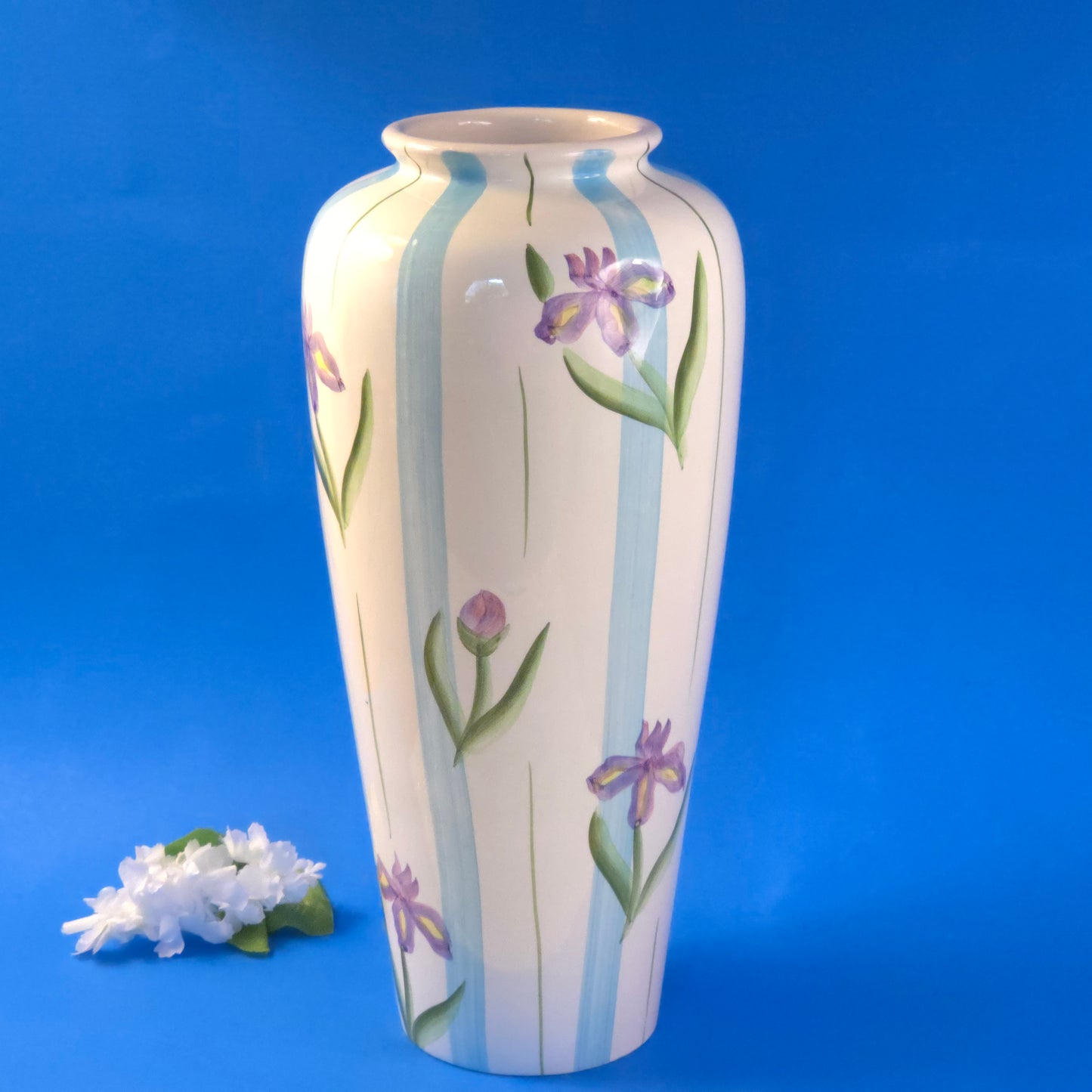 Vintage Otagiri Hand Painted Purple Iris Vase