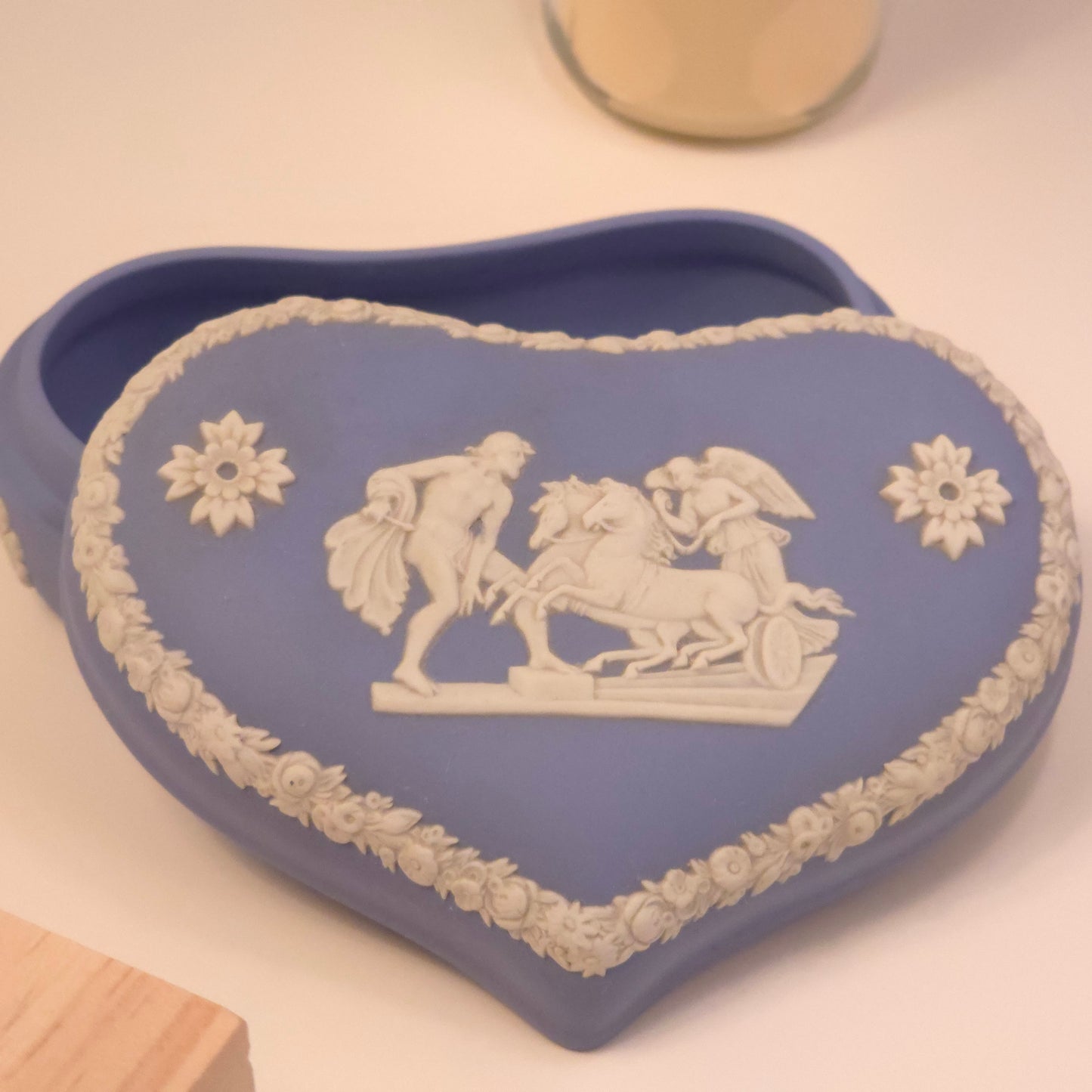 Wedgwood Blue Jasperware Heart-shaped Trinket Box