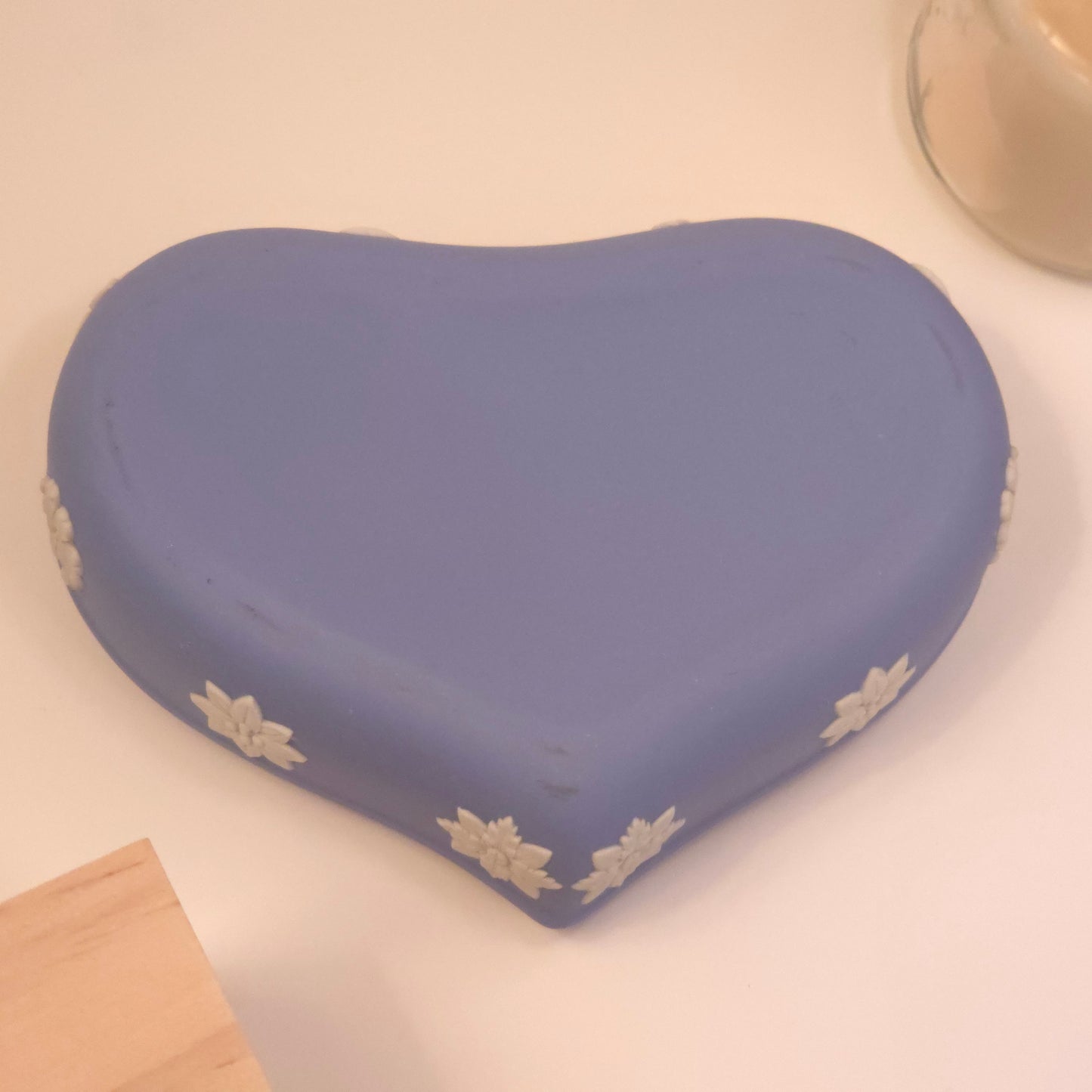 Wedgwood Blue Jasperware Heart-shaped Trinket Box