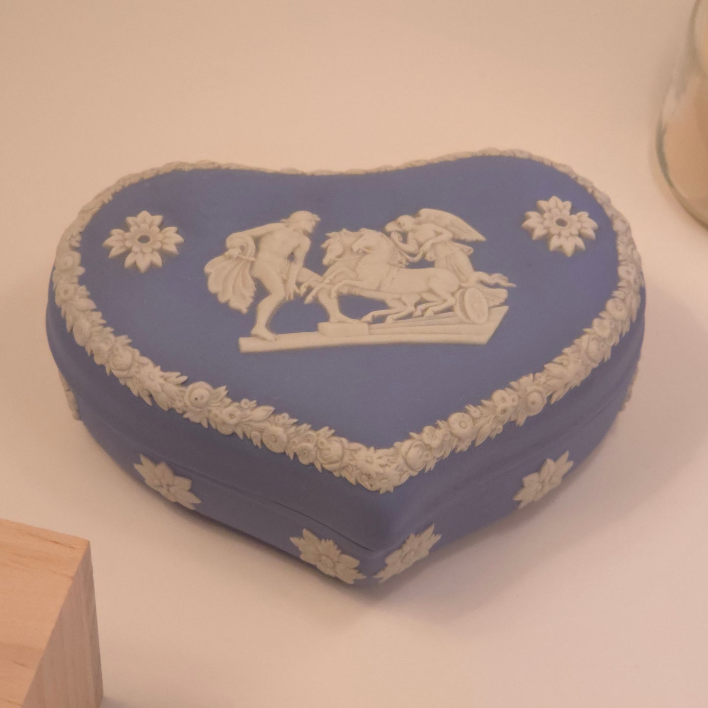 Wedgwood Blue Jasperware Heart-shaped Trinket Box