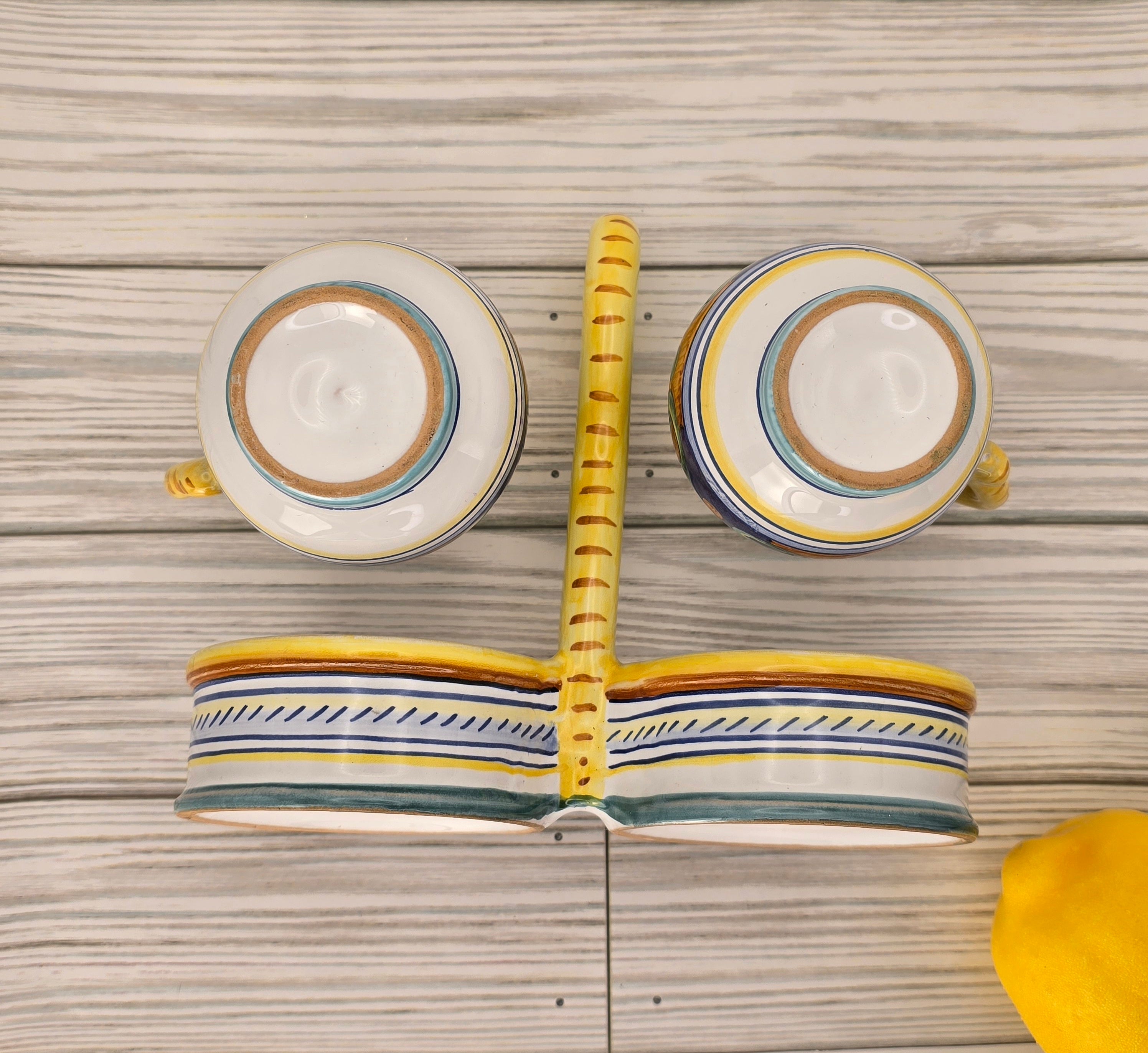 Deruta Italy Hand-Painted Olio & Aceto Cruet Set by Gialletti